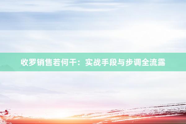 收罗销售若何干：实战手段与步调全流露