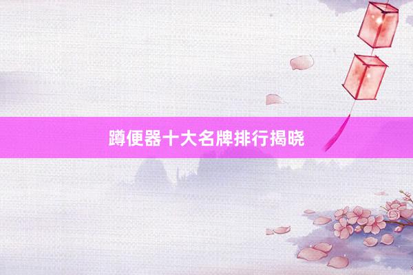 蹲便器十大名牌排行揭晓